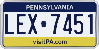 PA license plate LEX7451