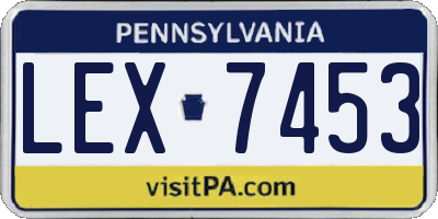 PA license plate LEX7453