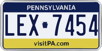 PA license plate LEX7454