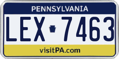 PA license plate LEX7463