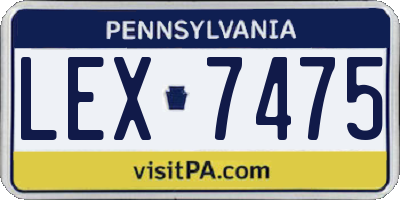 PA license plate LEX7475