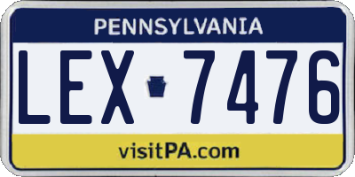 PA license plate LEX7476