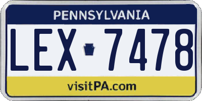 PA license plate LEX7478
