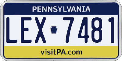 PA license plate LEX7481
