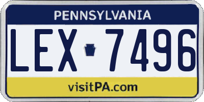 PA license plate LEX7496