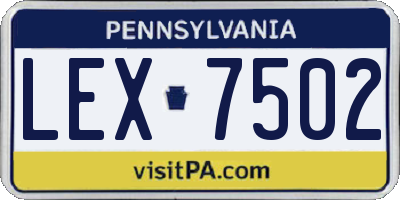 PA license plate LEX7502