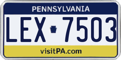 PA license plate LEX7503
