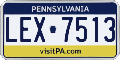 PA license plate LEX7513