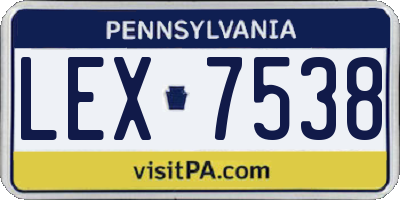 PA license plate LEX7538