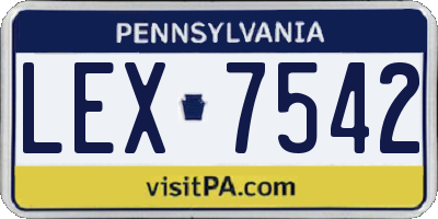 PA license plate LEX7542