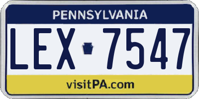 PA license plate LEX7547