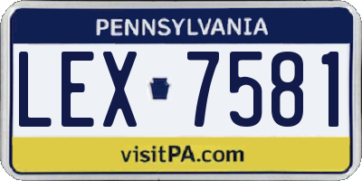 PA license plate LEX7581
