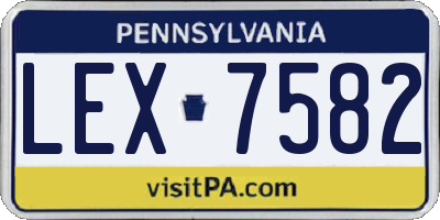 PA license plate LEX7582