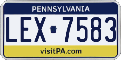 PA license plate LEX7583