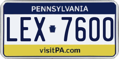 PA license plate LEX7600