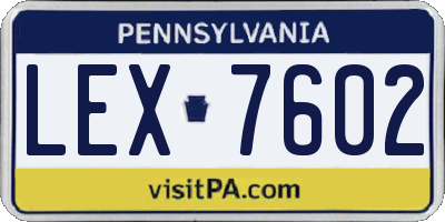 PA license plate LEX7602