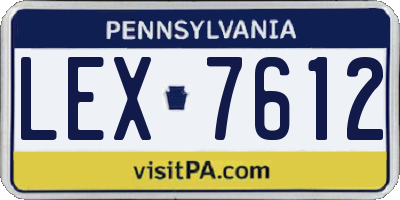 PA license plate LEX7612