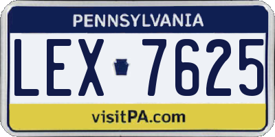 PA license plate LEX7625