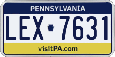 PA license plate LEX7631