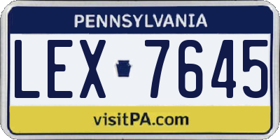 PA license plate LEX7645