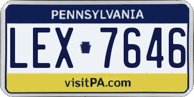 PA license plate LEX7646