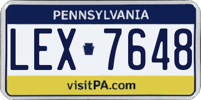 PA license plate LEX7648