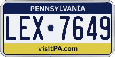 PA license plate LEX7649