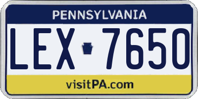 PA license plate LEX7650