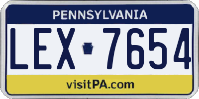 PA license plate LEX7654