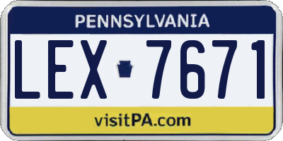 PA license plate LEX7671