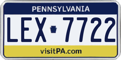 PA license plate LEX7722