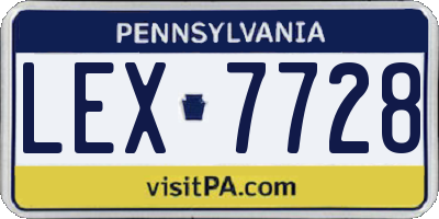 PA license plate LEX7728