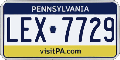 PA license plate LEX7729