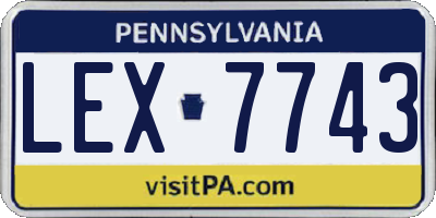 PA license plate LEX7743