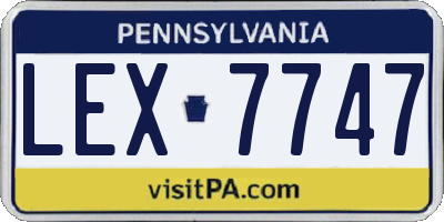 PA license plate LEX7747