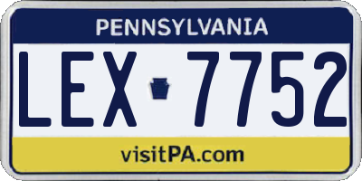 PA license plate LEX7752