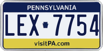 PA license plate LEX7754