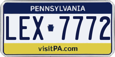PA license plate LEX7772