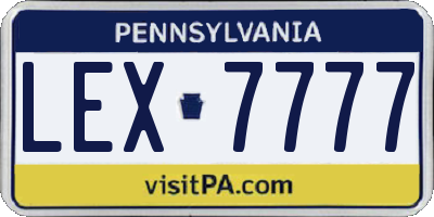 PA license plate LEX7777