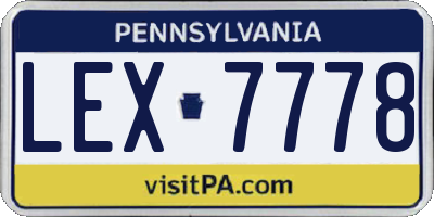 PA license plate LEX7778