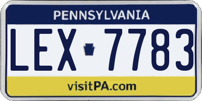 PA license plate LEX7783