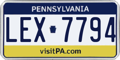 PA license plate LEX7794