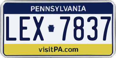 PA license plate LEX7837
