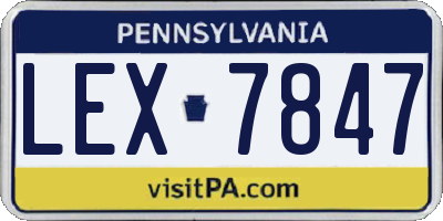 PA license plate LEX7847
