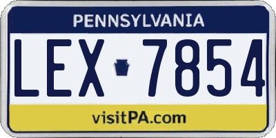 PA license plate LEX7854