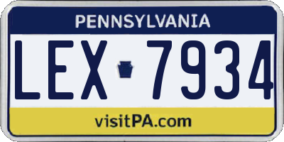 PA license plate LEX7934