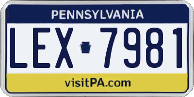 PA license plate LEX7981
