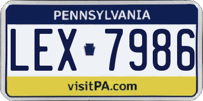 PA license plate LEX7986