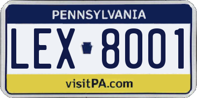 PA license plate LEX8001