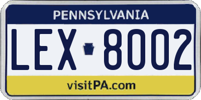 PA license plate LEX8002